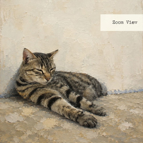 Small frame with Aegean tabby cat 10x15, black frame, minimal summer decor