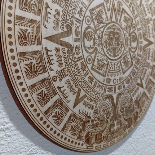 Mayan Sun Calendar wooden cnc laser engraved new
