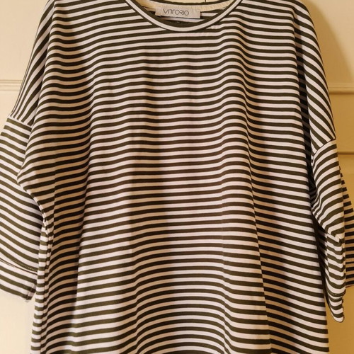 Vittorio men's blouse with 3/4 sleeve used, size M, white and green