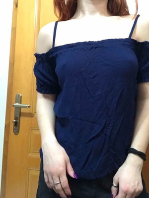 Off-Shoulder Blue Top used, size S