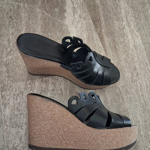 Kokka leather platform sandals like new, size 40, black