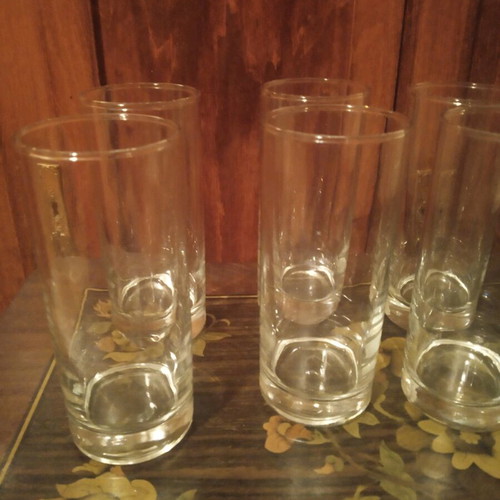 Water glasses used, set of seven tall