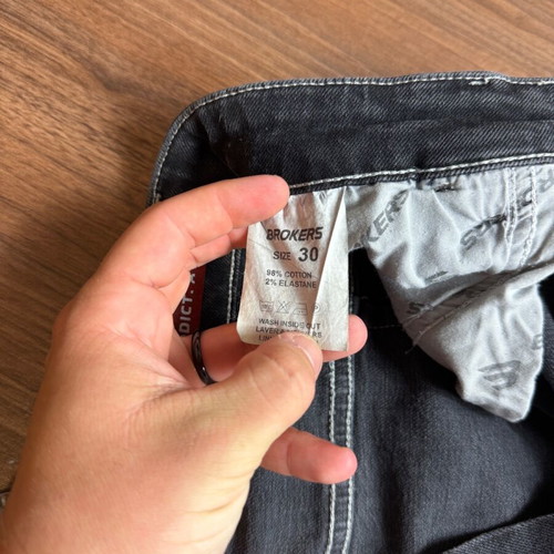 Brokers men's denim jogger size 30 black/grey with rips