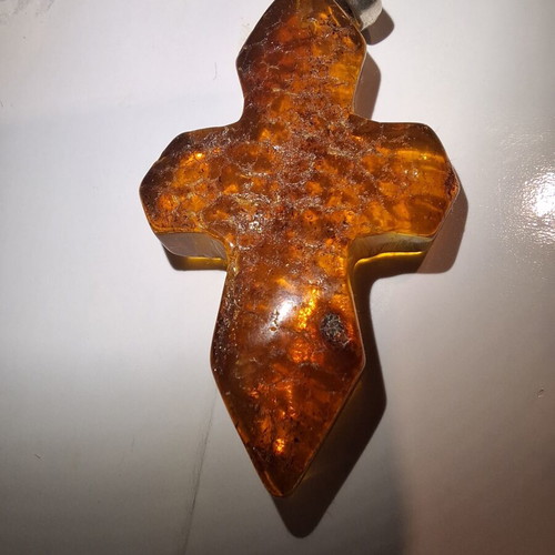 Cross pendant made of natural Baltic amber new
