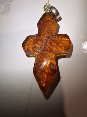 Cross pendant made of natural Baltic amber new