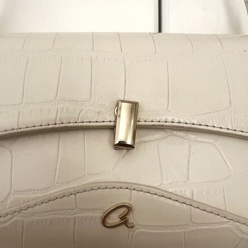Axel shoulder bag in ivory with croco texture