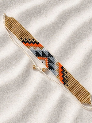 Handmade bracelet with miyuki beads new, multicolor and gold