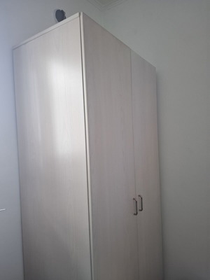 Two-Door Wooden Wardrobe with Clothes Rail and Two Drawers, Like New