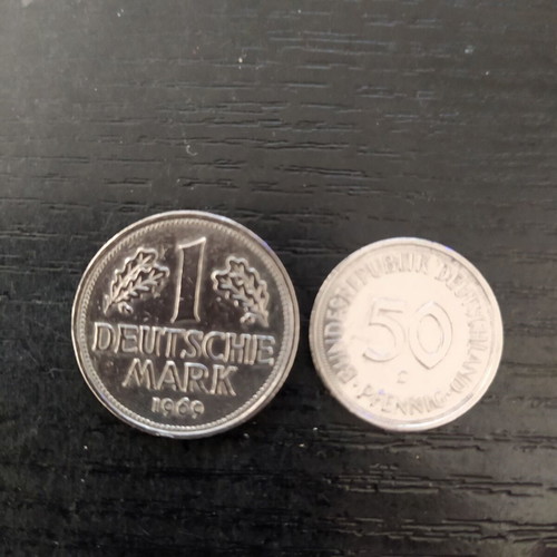 German coins used, pack of 5 pieces 1969-1988