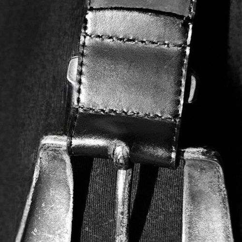 Richard Gampel leather belt new, black with silver buckles