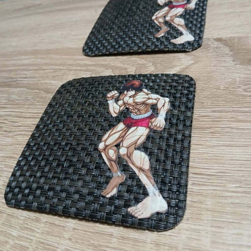 Baki Hanma coaster set made of woven vinyl, new, pack of 2