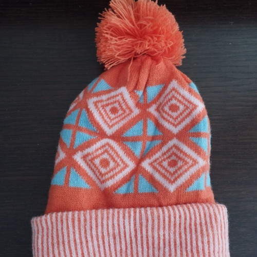 Children's scarf and hat set, orange, up to 5 years