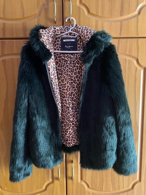 Pepe Jeans fur jacket new large black (fake fur)