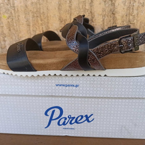 Parex leather women's sandals with memory foam insole, black, size 38, new