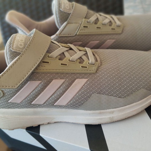 Adidas girls' athletic shoes, grey and pink, size 35
