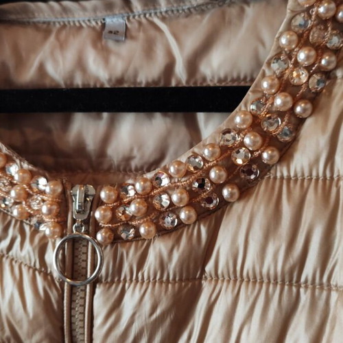 Women's spring autumn jacket like new, beige with pearls and stones