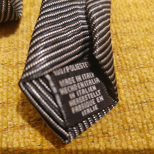 Women's striped tie gray black like new, shiny