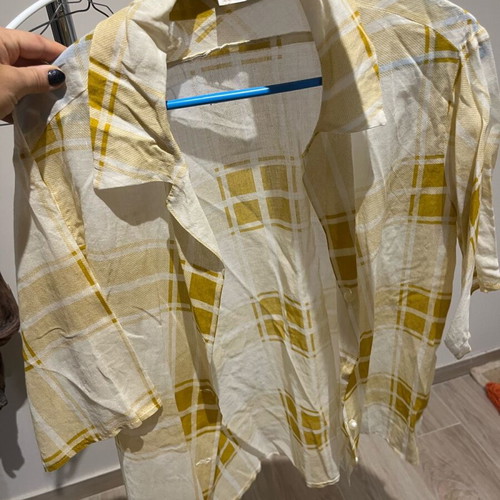 Vintage shirt used with semi-transparent fabric and round button
