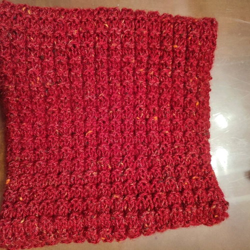 Handmade merino wool neck scarf like new, red burgundy with gift white child scarf