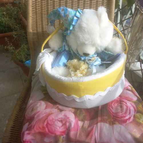 HRA Baptism Gift Basket with Teddy Bear New