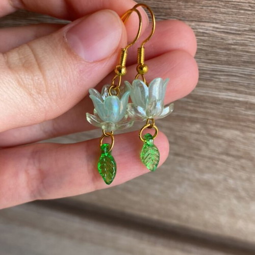 Handmade green earrings inspired by Barbie fairytopia