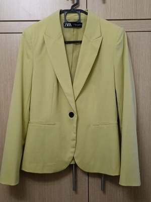 Γυναικείο σετ Zara σακάκι και παντελόνι μεταχειρισμένο, ανοιχτό λαχανί