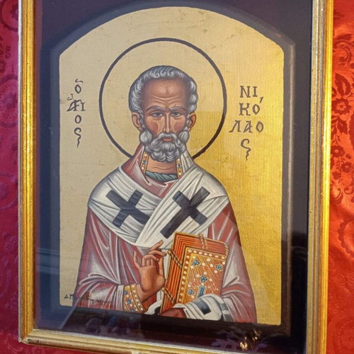 Saint Nicholas Icon used in wooden frame
