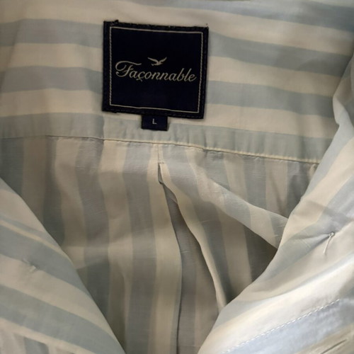 Faconnable Button-Down Shirt like new, white and turquoise, size L