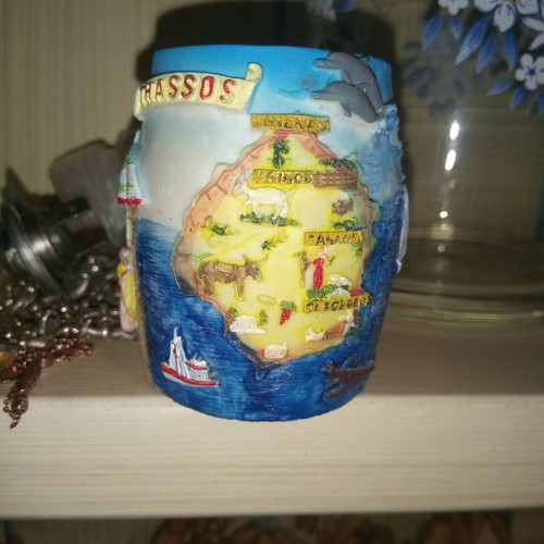Ceramic toothpick holder new with embossed summer scenes