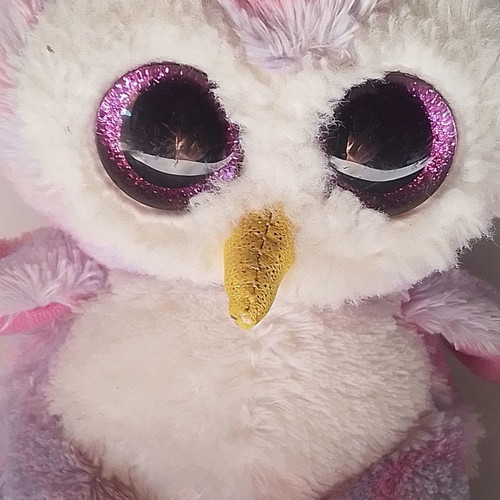 Bauer plush owl used, mobile phone holder 18 cm