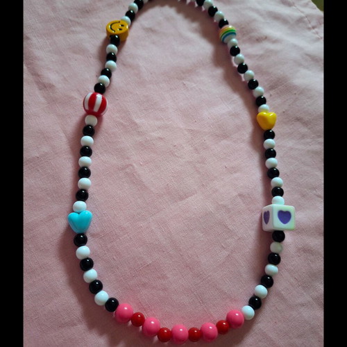 Multi handmade necklace with elastic beads