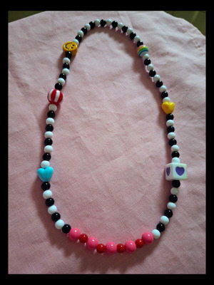 Multi handmade necklace with elastic beads