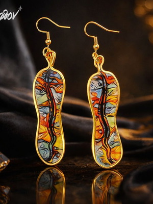 Valuv II handmade earrings, multicolor, gold-tone