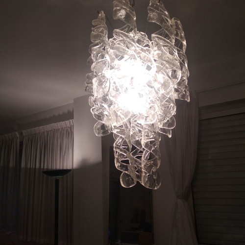 Italian Murano ceiling light Mazzega new, five-light pendant