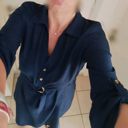 Toi&Moi office dress blue with gold buttons and belt like new