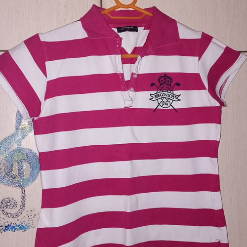 Julia Bergovich summer cotton t-shirt size S like new, white and pink