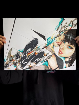 Original Artwork Graffiti “Between Two Worlds” καινούργιο, 35x50cm