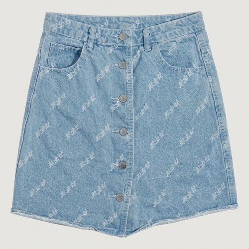 Mini denim skirt like new, size XS, blue-turquoise