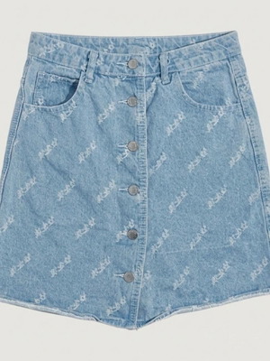 Mini denim skirt like new, size XS, blue-turquoise