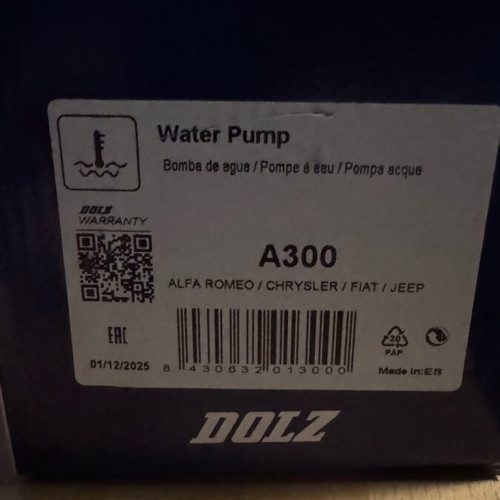 Water pump Alfa Romeo Fiat Chrysler Jeep DOLZ A300 new