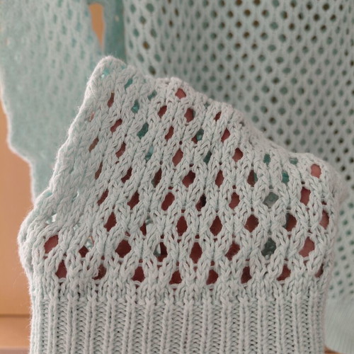 Blue Motion Boho Crochet Summer Sweater Mint Green Medium like new