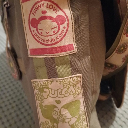 Pucca crossbody bag used, green shoulder with compartments