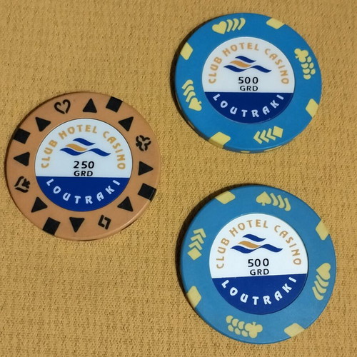 Casino Loutraki collectible chips in drachmas, set of 3