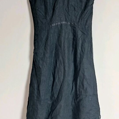 Λινό γυναικείο φόρεμα νούμερο S μαύρο casual midi