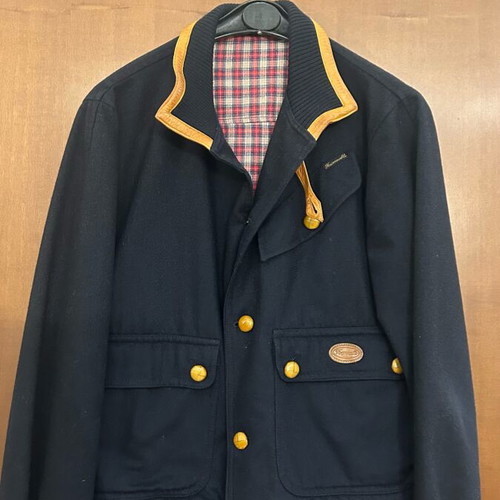Façonnable Driving Jacket like new, wool with leather details, blue, size M