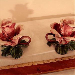 Πορσελάνινα Κηροπήγια τριαντάφυλλα στυλ Capodimonte