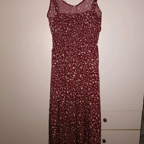 Midi floral dress brown with slit new