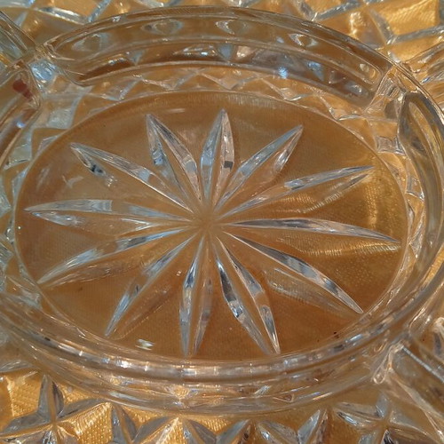 Oval crystal dish with compartments and lid for nuts and chocolates, new