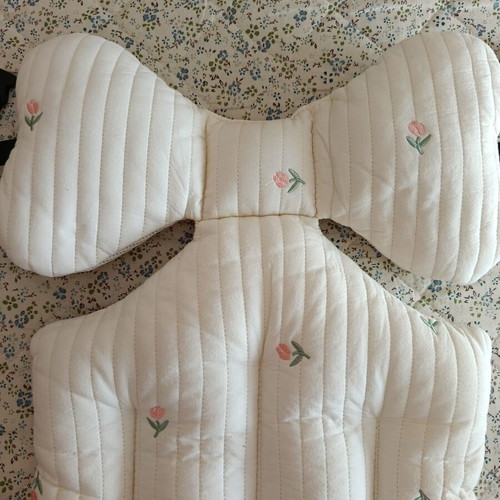 Soft stroller cover with pink tulip embroidery, like new