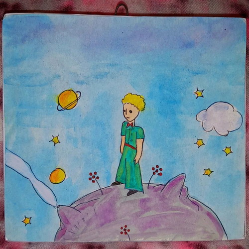 Handmade frame hand-painted Little Prince planet new